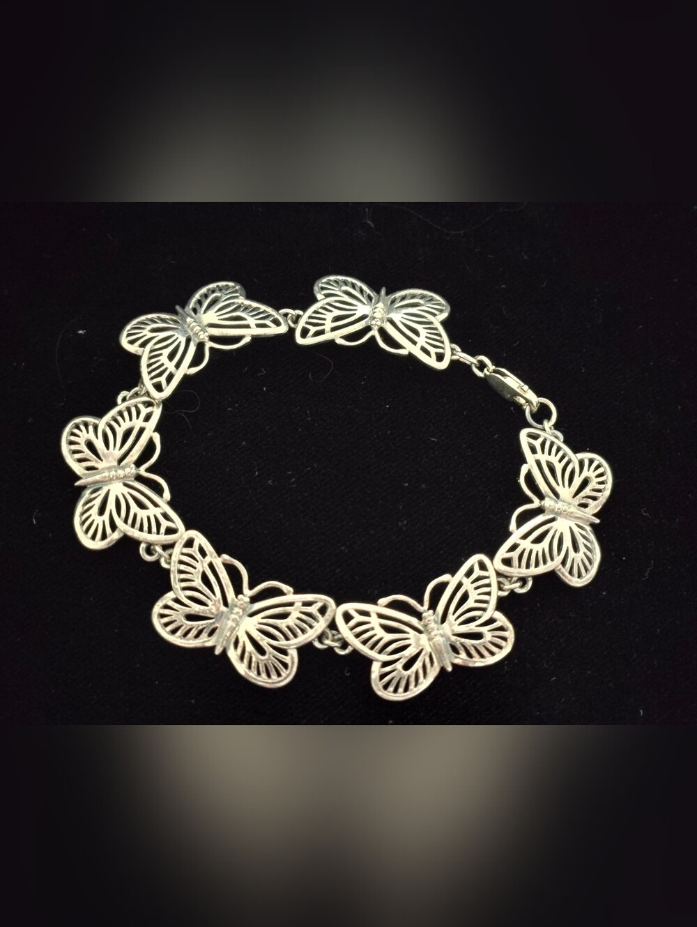 Vintage Peter Stone Sterling Silver 7" Butterfly Link Bracelet - Sterling Silver